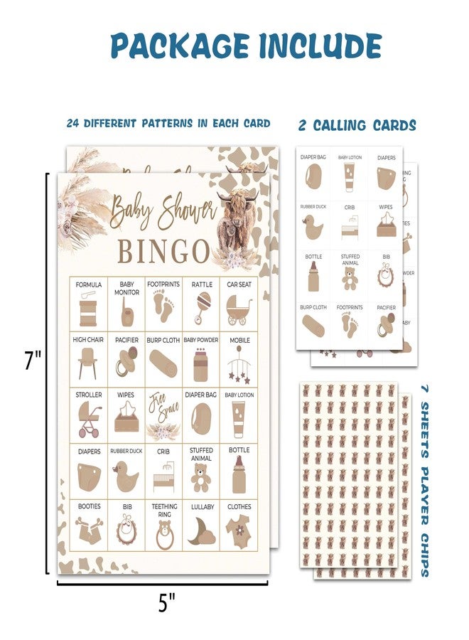OZTEMETY Cow Baby Shower Bingo Card Game for Adults, Cow Baby Shower Party Supplies, Favors, Gender Reveal Party Decorations, 24 Players Bingo Game, C11 - Image 2